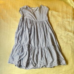 XiRENA Blue and White Tiered Sundress w Cap Sleeves